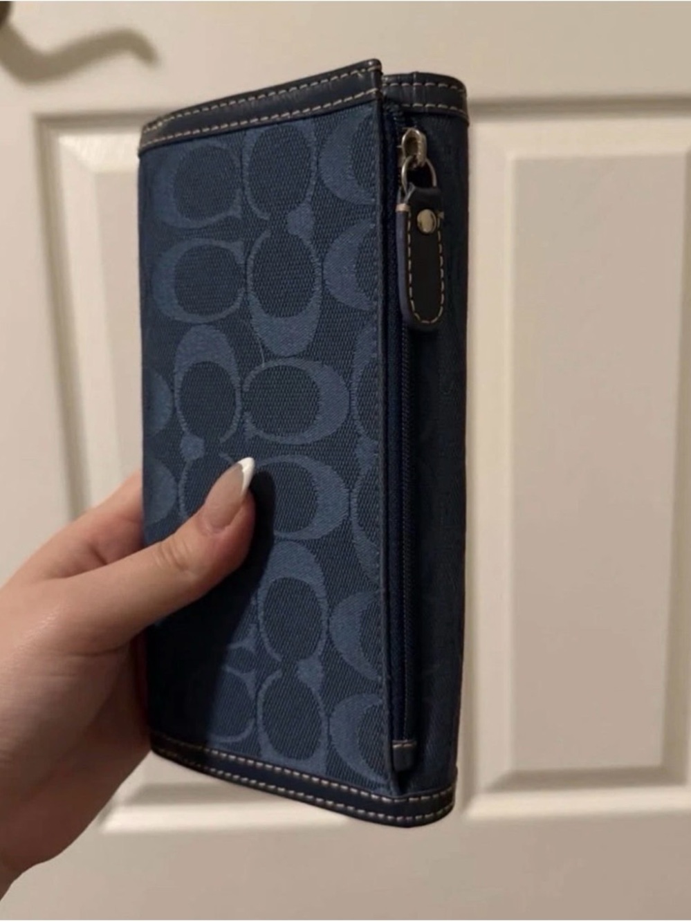 Coach Navy Signature Trifold Y2K Wallet - Picture 8 of 8